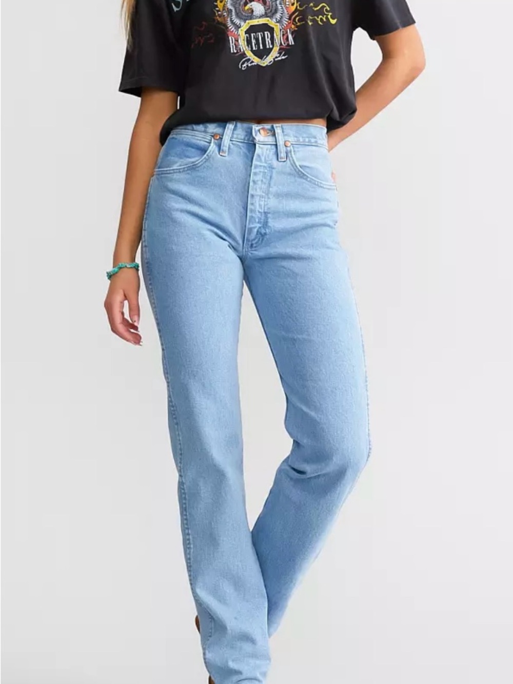 Wrangler Light Blue High-Rise Straight Jeans